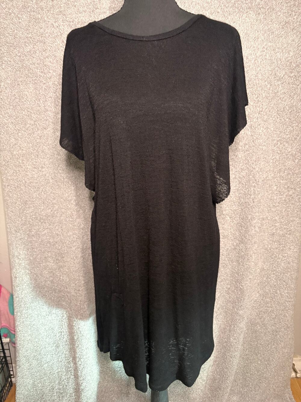Billabong Black Sheer Open Back Tunic Top Large Boho